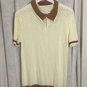 Men's Cream and Brown Polo Shirt